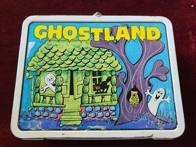 Vintage Ghostland Metal Lunch Box With Spinner Game Good